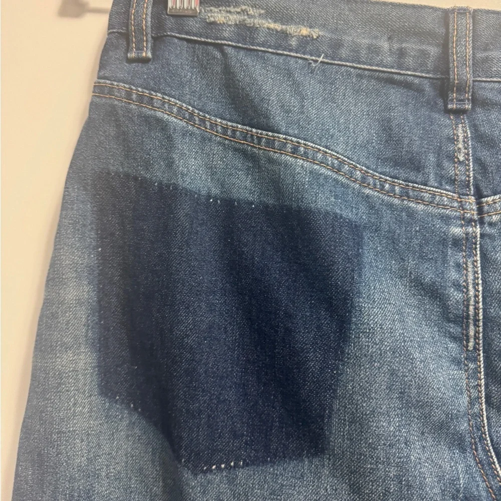 Zara Distressed Asymmetrical Waist Denim Mini Skirt Blue - Picture 9 of 10